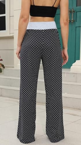 AMiERY Women's Comfy Casual Pajama Pants Floral Print Drawstring Palazzo Lounge Pants Wide Leg thumbnail 5