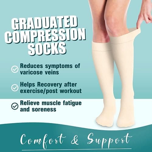COOLOVER Copper Compression Socks for Women and Men(6 Pairs)-Best Support for Running, Athletic, Travel thumbnail 2