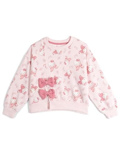 Hello Kitty Girls Fleece Drop Shoulder Pullover Sweatshirt and Skirt Toddler to Big Kid Sizes (2T - 10-12) thumbnail 3