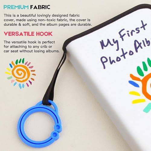 Baby's My First Family Album Holds 21 4x6 Photos, Baby Sun Photo Album Soft Cloth Family Book,My First Photo Book for Baby or Toddlers,Cute Book Gift for Babies Shower Newborns Family Photos（Black） thumbnail 6