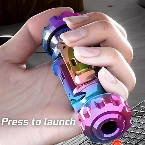 Metal Tungsten Steel Fidget Toy Gun Fidget Slider Fidget Gun Stress Relief Relax EDC Gyro Finger Toy Fidget Ring Fingertip Textured Spinner (Black) thumbnail 5