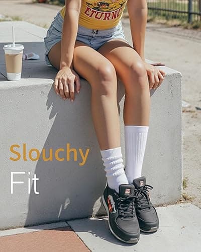 HONGTEYA Slouchy Crew Socks for Women Soft Scrunch Socks Cute Fashion Retro for Boot Sneakers Size 5-11 thumbnail 2