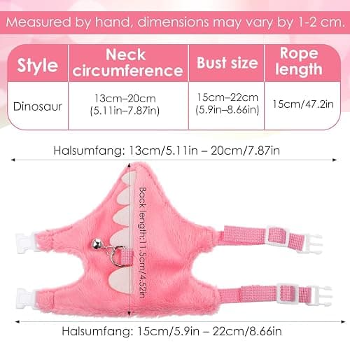 YBEATY Ferret Harness and Leash Set Small Animals Vest Harness with Safe Bell Dinosaur Shaped Leash Set for Baby Rabbit Guinea Pig Teacup Chihuahua Mouse and Other Small Pet (Pink) thumbnail 2