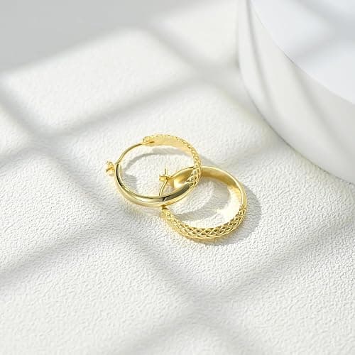 14K Gold Hoop Earrings, Gold Hoop Earrings for Women Trendy, Dainty Gold Vermeil Earrings Hoops, 14K Gold Plated 925 Sterling Silver, 25mm thumbnail 5