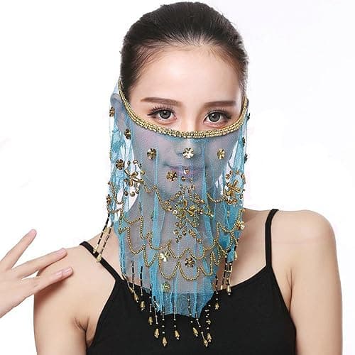 Belly Dance Face Veil India Dance Outfit Halloween Carnival Costumes Head Face Veil - Image 1