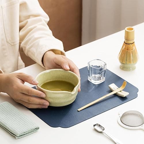 CAMATET Matcha Bowl with Spout, 500 ml/18 oz Ceramic Matcha Mixing Bowl, Japanese Ceremonial Matcha Chawan for Matcha Powder/Salad/Fruit/Soup/Tea - Wave Style Matcha Bowl thumbnail 6