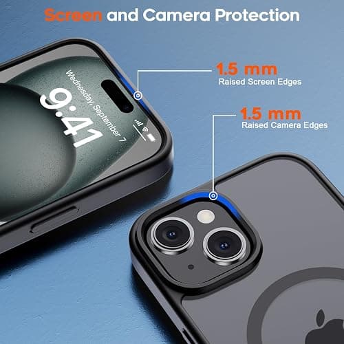 zapica Magnetic for iPhone 15 Case & iPhone 14 Case, [Compatible with MagSafe] [Military Grade Drop Protection] Translucent Matte Shockproof Anti-Scratch Phone Cover, Black thumbnail 6