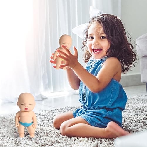 AHHSOY 2 Pack Squeeze Stress Doll Toys, Cute Little Baby Doll Fidget Toys, Stress Relief Sensory Squishy Toys for Kids Adults (White) thumbnail 2