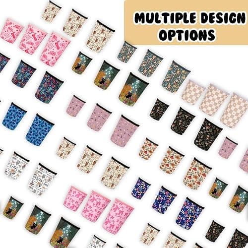 Reusable 3-Pack Iced Coffee Cup Sleeve, Insulated Neoprene, Beverage Holder for Iced Coffee, Durable Drink Sleeve for Cold Beverages, Pink Bows thumbnail 7