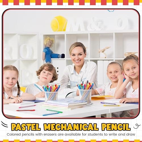 Watersay 100 Pieces Mechanical Pencils 0.7 mm with Eraser Bulk Pastel Art Pencils for Kid Back to School Supplies Student Artist Writing Drawing Sketching thumbnail 4