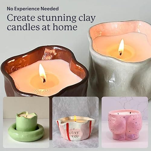 Sculpd - The Original Candle Making & Pottery Kit - Complete Art Set: Includes Air Dry Clay, Soy Wax, 8 Paint Tubes, Fragrance & Tools - DIY Gift for Adults, Teens, Men & Women Crafting (Peony Rose) thumbnail 7