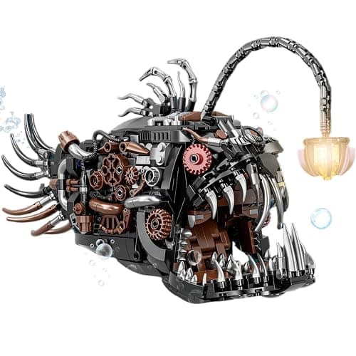 PIVONAX Mechanical Angler Fish Building Block Set - STEM Toys for Boys & Girls 8-14+, Deep Sea Ocean Creature Kit, Home/Office Decor with Light, Great Gift for Kids & Adults(1038+Pieces) - Image 1