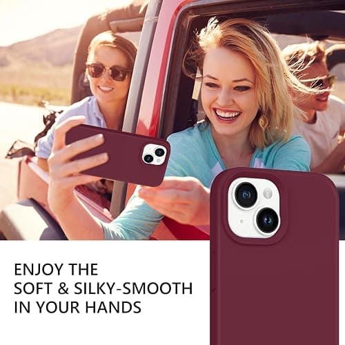 GUAGUA Case for iPhone 14 6.1-inch Liquid Silicone Soft Gel Rubber Slim Thin Microfiber Lining Cushion Texture Cover Shockproof Protective Cases for iPhone 14 2022 Burgundy thumbnail 7