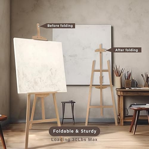 Stuelloaf Adjustable Natural Pine Wooden Painting Basic Easel, Pine Art Easel Stand Hold up to 43'', Painting Canvas for Wedding Sign and Poster, Drawing for Adults, Begginners and Students-New Type thumbnail 6