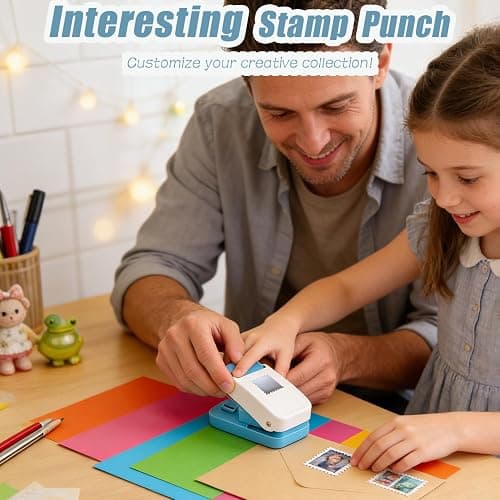 1X0.8inch Rectangular Postage Stamp Puncher,Rectangle Lever Action Stamp Punch,Stamp Punch for Paper Crafting Scrapbooking, DIY Card Making Arts Crafts Supplies thumbnail 3