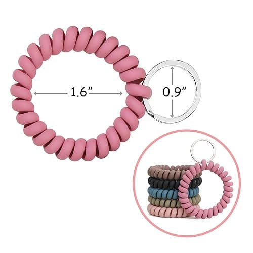 LGEGE 6PCS Stretchable Wristband Wristlet Keychain Wrist Key Chain Wristlet,Spring Flexible Spiral Wrist Coil ​Wrist Key Holder Key Ring for Sauna Gym Pool ID Badge and Outdoor Sports thumbnail 3