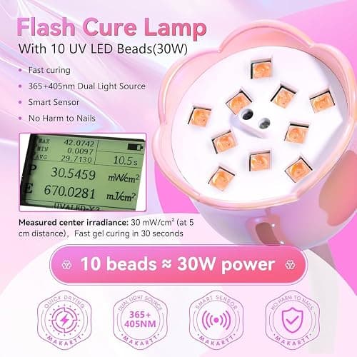 Makartt Flash Cure UV Nail Lamp for Gel Nails Rechargeable Gooseneck Design | 30Mw/Cm² UV LED Lamp with Flexible Gooseneck, Auto Sensor and 4 Timers for Fast, Even Gel Nail Curing Home DIY Salon Use thumbnail 4