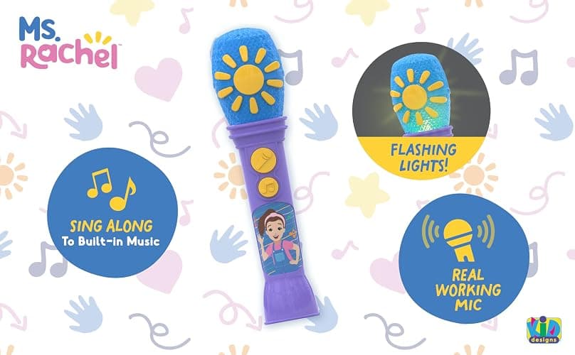 eKids Ms Rachel Toy Microphone for Kids, Includes Built-in Music and Lights, Toddler Toys Make Great Stocking Stuffers for Kids (Purple) thumbnail 3