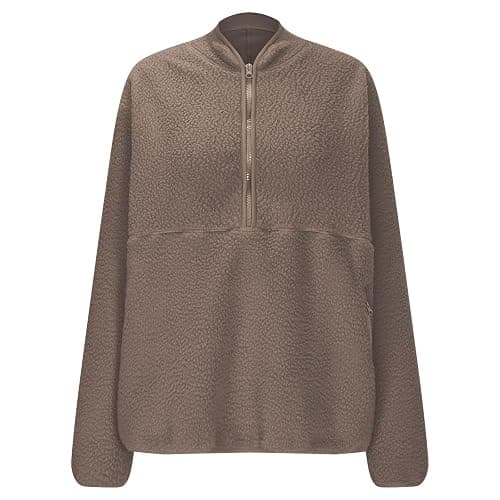 Fleece Jacket Women Half Zip Pullover Sherpa Sweater Warm Cropped Sweatshirts Fuzzy Cute Baggy Fall Clothes 2025 thumbnail 2