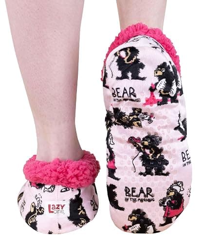 Lazy One Fuzzy Feet Slipper Socks for Women, Cute Fleece-Lined House Slippers, Non-Skid Slipper Socks thumbnail 2