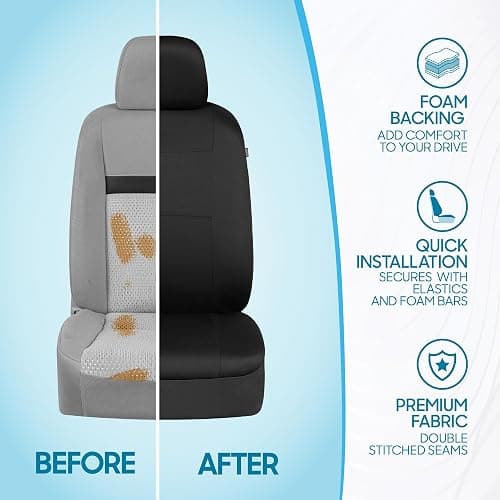 BDK PolyPro Car Seat Covers Full Set in Solid Black, Front and Rear Split Bench Seat Covers for Cars, Easy to Install Car Seats Cover Set and Accessories for Auto Trucks Van SUV - Solid Black thumbnail 6