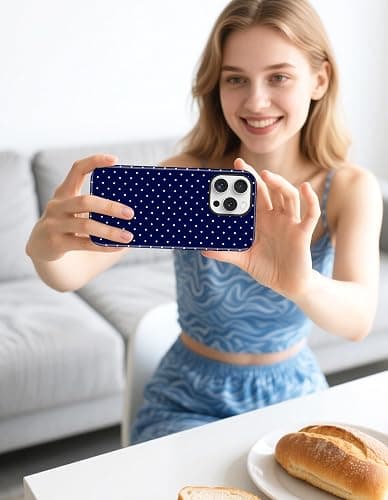 Aitipy Compatible with MagSafe Polka Dot Phone Case for iPhone 16e/17e, Cute Navy Blue Polka Dots Aesthetic Soft TPU and Hard PC Shockproof Protective Phone Cover for Women Girls-Shiny thumbnail 6