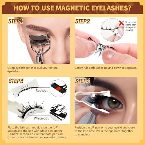 QUEWEL Magnetic Eyelashes 2 Pair Reusable Magnetic Eyelashes with Applicator No Glue Needed Eyelashes Cat Eye Natural Look Lash Clusters Kit Easy to Wear and Remove(A08) thumbnail 8