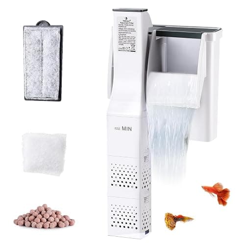 fishkeeper Aquarium Filter 5-20 Gallon Power Quiet Hang On Back Aquarium Filter Multi-Stage Filtration Fish Tank Filter Waterfall Hob Filter for Freshwater Saltwater (4W 132GPH) - Image 1