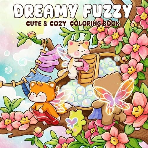 Dreamy Fuzzy: A Cute & Cozy Coloring Book for Adults and Teens Featuring Adorable Animals Friends in Magical Scenes for Stress Relief - Image 1