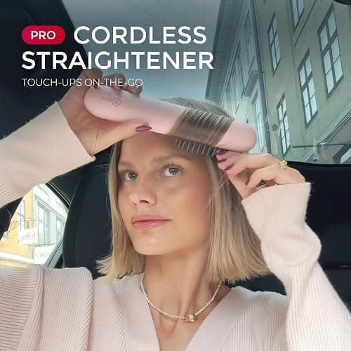 TYMO Cordless Hair Straightener Brush - Porta PRO Portable Straightening Brush for Travel, Mini Ionic Hot Comb Straightener for Women, Lightweight on-The-go, Cordless and Fast Charger Dual Power thumbnail 2