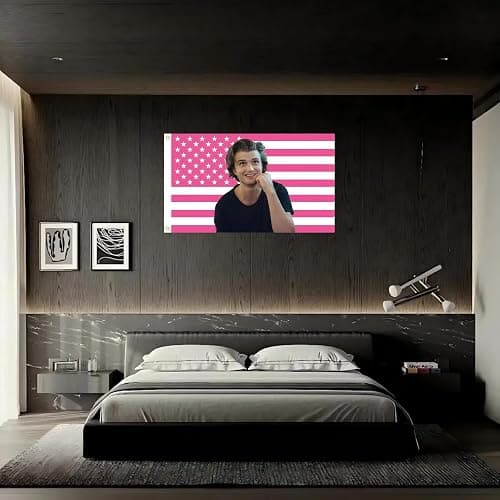 MAGJIUKE Steve Harrington Pink American Flag Tapestry, 3x5 Feet Polyester Wall Hanging with Brass Grommets, Horizontal Rectangular Design for Bedroom Studio Decor, Indoor Outdoor Usage thumbnail 5