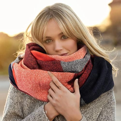 Loritta Womens Scarf Fashion Long Plaid Shawls Wraps Big Grid Winter Warm Lattice Large Scarves Gifts thumbnail 3