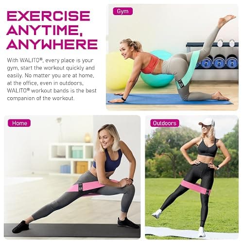 Resistance Bands for Working Out, Fabric Exercise Bands for Legs and Butt, Workout Bands for Women and Men, Booty Band for Yoga Starter Set, Pilates, Rehab, Fitness and Home Workout thumbnail 4