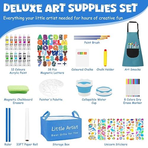 Easel for Kids Toys,Toddler Art Easel, Boy Toys for Ages 5-7,Adjustable Wooden Magnetic White Board and Chalk Board with Art Supplies, 4 5 6 7 8 9 10 Year Old Boys Birthday Gifts thumbnail 5