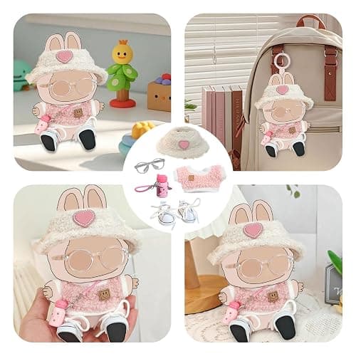 Clothes for LABUBU Doll (NO Doll), 5-Piece Pink Outfits for Labubu, Exquisite Accessories for Labubu, Cute Clothes for Labubu Dress up Unique Style (5pc-Pink) thumbnail 2