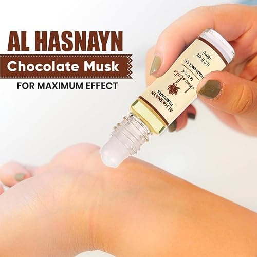 AL-HASNAYN Chocolate Musk Fragrance Oil Roll-On Perfume 0.20 fl oz(6ml) |Rollerball Perfume |Alcohol Free| Long Lasting | Gifts for Men Women| thumbnail 5