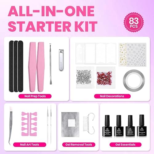 Beetles Gel Nail Polish Kit with U V Light, 55 Colors Gel Polish 81 Pcs Nail Stuff Kit for All Seasons with Base and Matte&Glossy Top Coat Color Enchantment Plus Soak Off Gifts for Women Girls Teen thumbnail 5