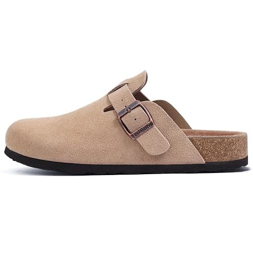 Litfun Women's Genuine Suede Clogs Soft Footbed Leather Potato Shoes Comfort Slip On Clogs with Arch Support thumbnail 4