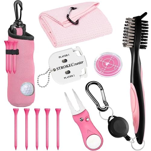 karamagic 11 Pcs Golf Accessories Kit, Include Golf Ball Bag with Hook Tees Towel Cleaner Brush Ball Marker Divot Tool Score Counter - Image 1