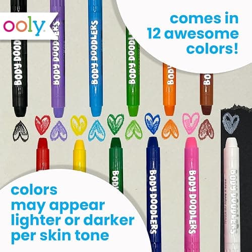 Ooly Body & Face Paint Crayons, 12 Colors, Skin Safe Paint Stick Twist Crayons for Face Painting Parties, Great Body Painting Kit, Gifts for Kids thumbnail 6