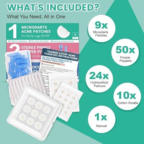 3-Step Microdart Pimple Patches Set – 83 Count, including 9 Microdarts Pimple Patches, 50 Pimple Poppers, and 24 Hydrocolloid Patches thumbnail 6