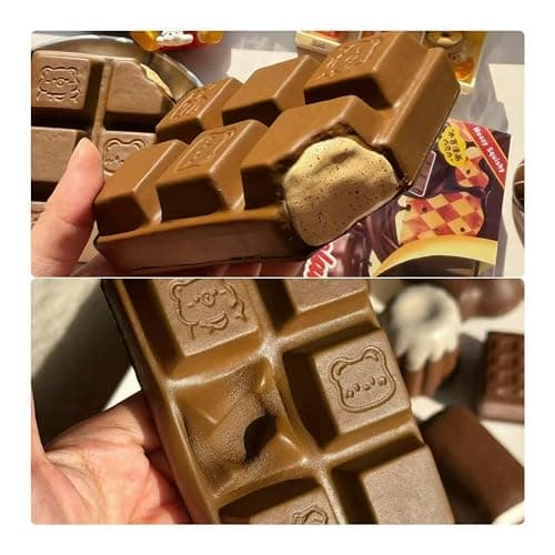 Realistic Chocolate Bar Squishy Slow Rising PU Foam Squeeze Toy, Sweet Scented Fake Food Fidget for Stress Relief, Kawaii Desk Decor Funny Prank Gift for Adults (Chocolate) thumbnail 8