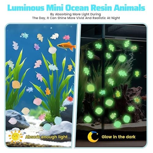 Yonseng 400pcs Luminous Mini Ocean Resin Animals Starfish Jellyfish Seashell Mini Turtles Set Resin Animals Tiny Sea Models for Dollhouse Miniatures DIY Fish Tank Fairy Garden Micro Landscaping thumbnail 4