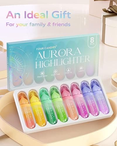 Four Candies 8 Pcs Highlighters Assorted Colors, Cute Pastel Highlighter Set, Quick-Dry, Soft Chisel Tip, No Bleed Highlighter, Aesthetic Highlighters for Christmas thumbnail 7