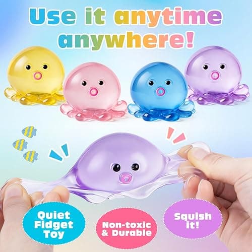 VISCOO 4 Pack Octopus Stress Balls for Adults Kids, Slow Rising Squishy for Anxiety Stress Relief, Cute Squeeze Ball for Party Favors/Taba Squishy for Classroom Prize Birthday thumbnail 2