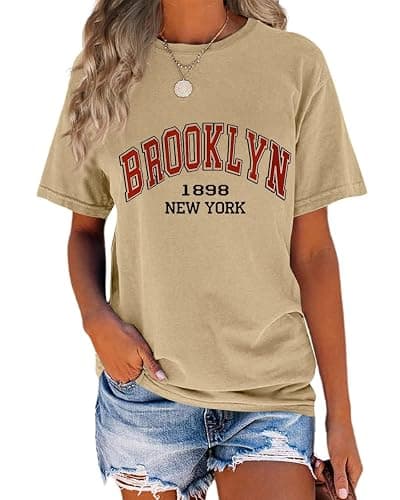 TAKEYAL Women Los Angeles Graphic T Shirts California Letter Print Short Sleeve Tee Loose Casual Tops - Image 1