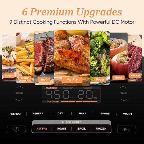 Cosori 9-in-1 TurboBlaze Air Fryer 6 Qt, Premium Ceramic Coating, 90°–450°F, Precise Heating for Even Results, Air Fry, Roast, Bake, Broil, Dry, Frozen, Proof, Reheat, Keep Warm, 120V, Dark Gray thumbnail 5