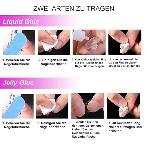 MouyouGlow Press on Nails Kurz,Almond Schwarz Airbrushing Stern 3D Bubble Ribbon Bow Tie Schleife Perle Fake Nails mit Nagelkleber,Cool Y2K Coquette Künstliche Fingernägel thumbnail 5