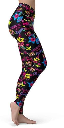 sissycos Women's 80s Leggings Neon Artistic Splash Printed Buttery Soft Stretchy Pants thumbnail 3