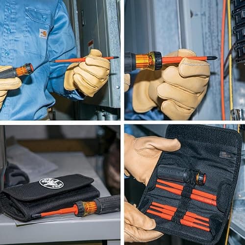 Klein Tools 32288 Insulated Screwdriver, 8-in-1 Screwdriver Set with Interchangeable Blades, 3 Phillips, 3 Slotted and 2 Square Tips thumbnail 10